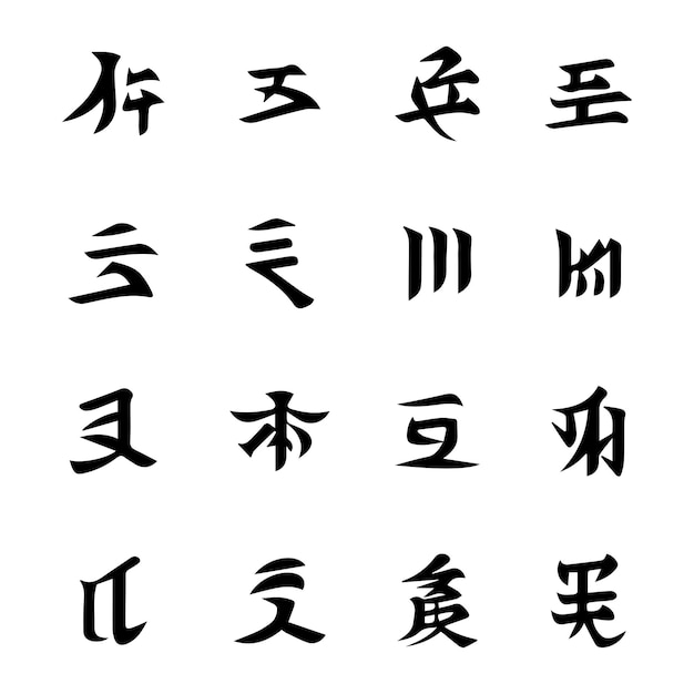 Vector set of japanese kanji letters alphabets vector