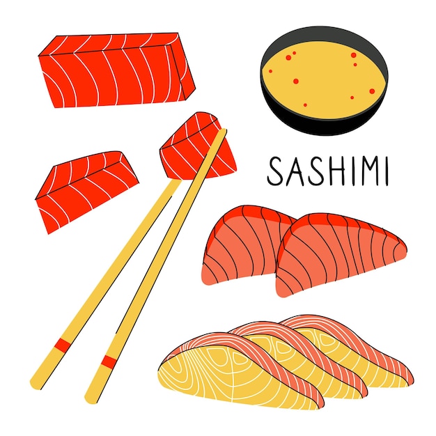 A set of Japanese sushi food rolls