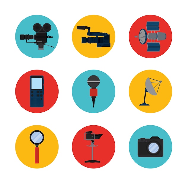 Set of journalism devices icons