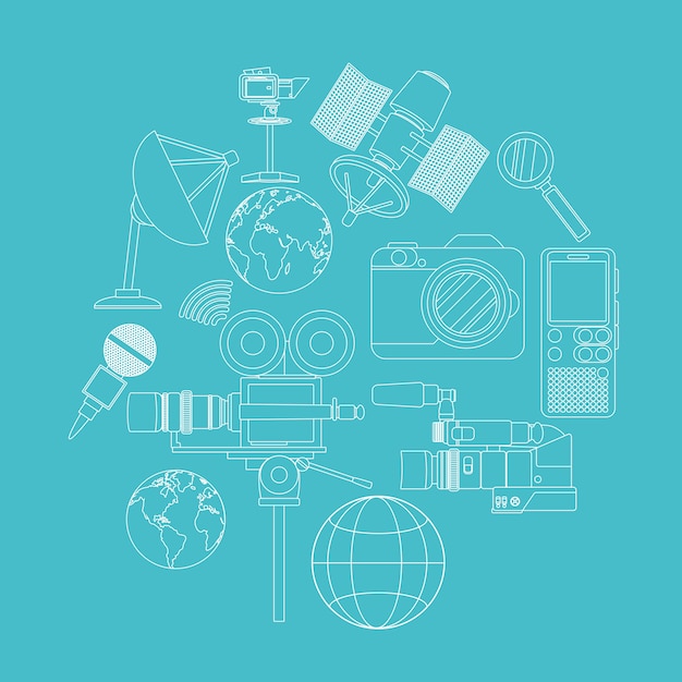 Set of journalism devices icons