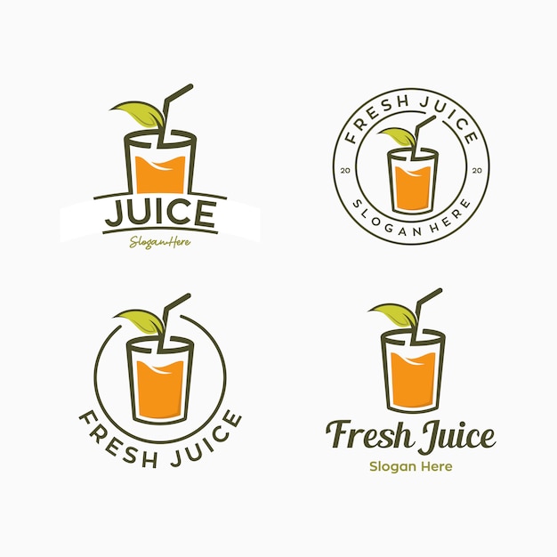 Set of juice drink logo template combination mark