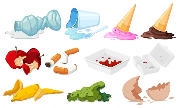 Vector set of junk on white background