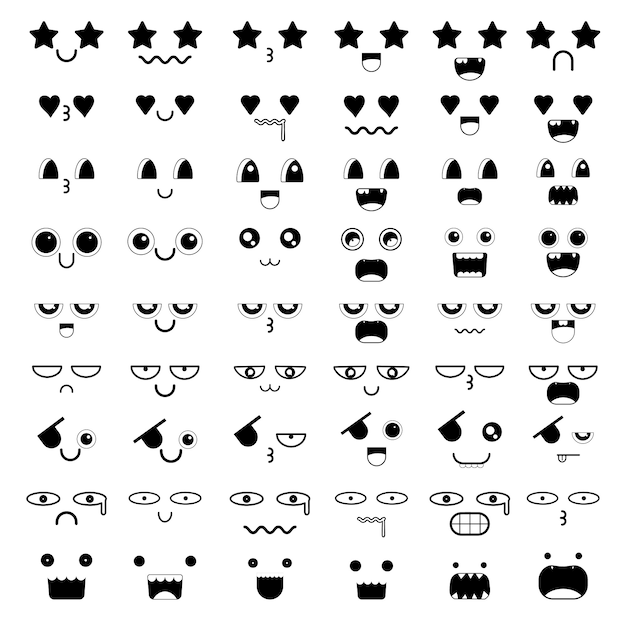 Set of kawaii face icon design.