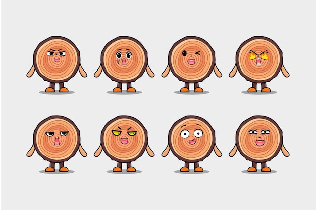 Set kawaii Lychee cartoon character with different expressions cartoon face vector illustrations