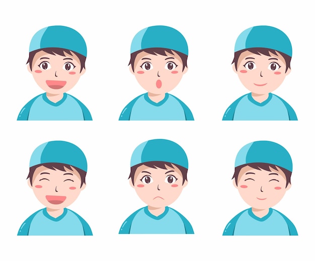 Set Kids Muslim Boy Character Illustration