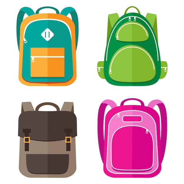 Set of kids school bags