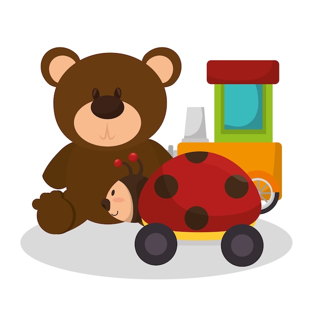 set kids toys icons 