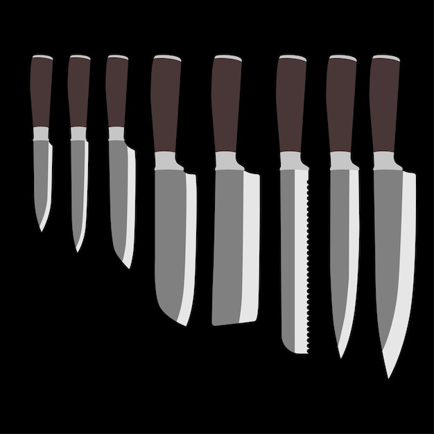 Vector set of knife vector flat design illustration