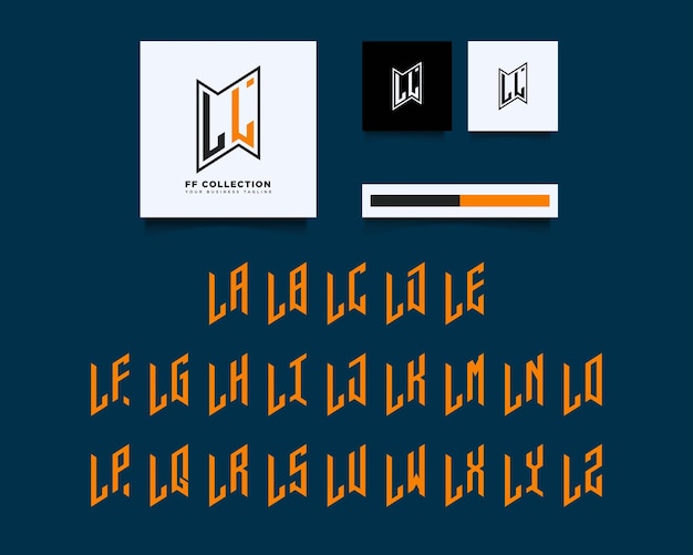 Set of LA LZ monogram logo collection monogram bundle with Orange color shape style design