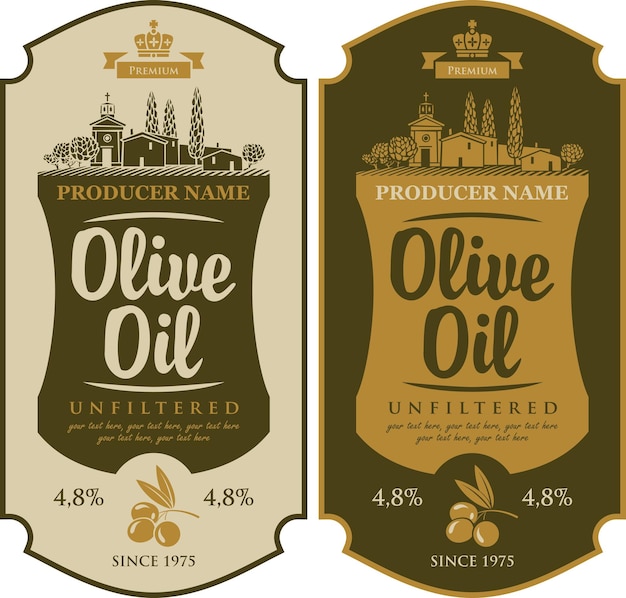 Set of label for olive oil