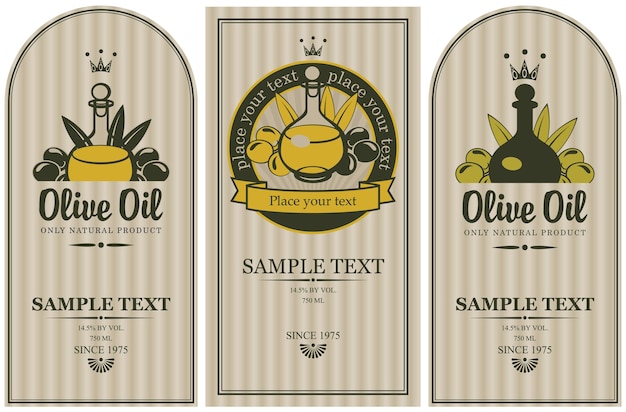 set of labels for olive oils