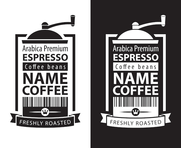 Vector set of labels for roasted coffee beans