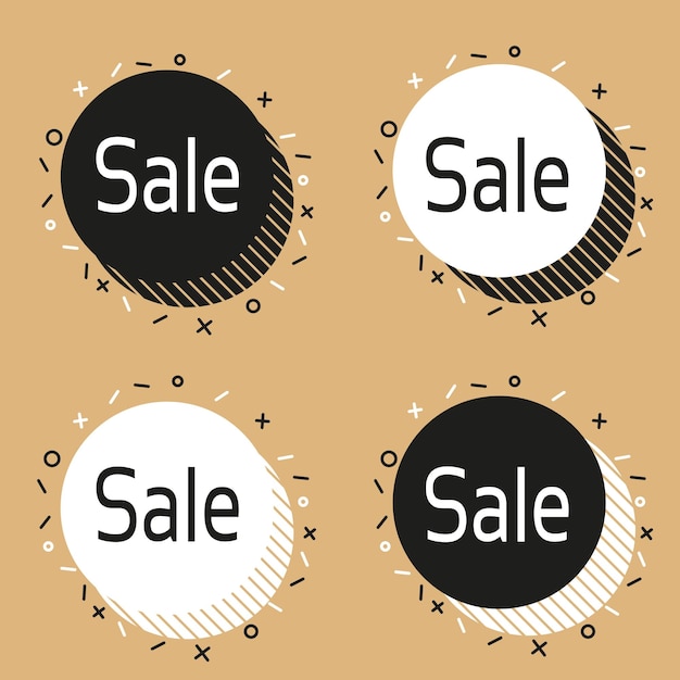 Set labels with inscription sale Vector flat illustrations Ad or promo Shopping concept