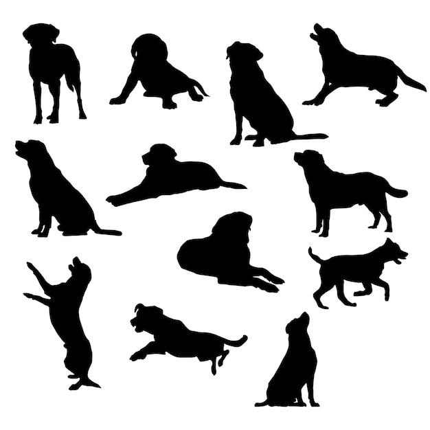 Set of Labrador Retriever Silhouette vector Illustration Eps10