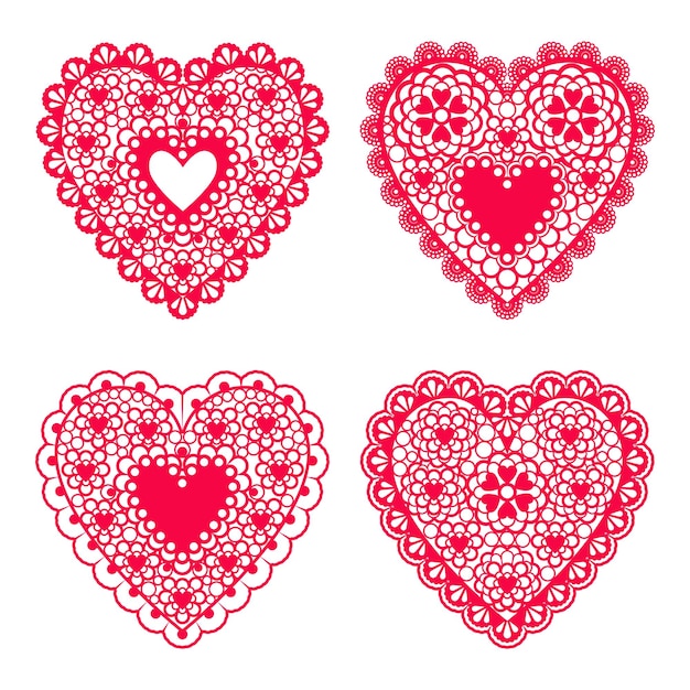 Set of lace hearts.