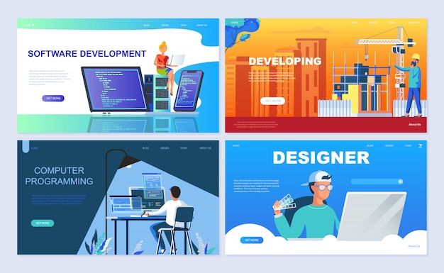 Set of landing page template for Software