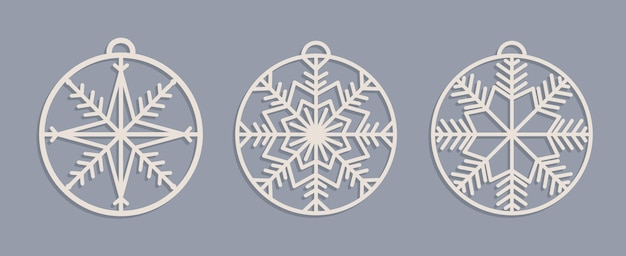 Set of Laser cut Christmas baubles Templates