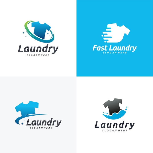 Set of Laundry Logo designs Cloth Wash logo designs concept vector template