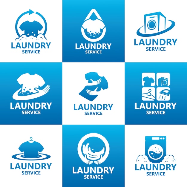 Set of Laundry Service Logo