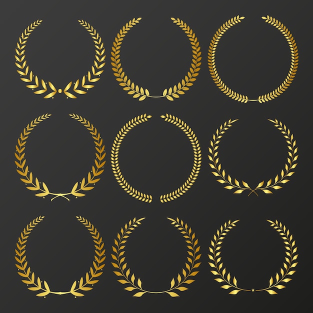 Set of laurel wreath for award