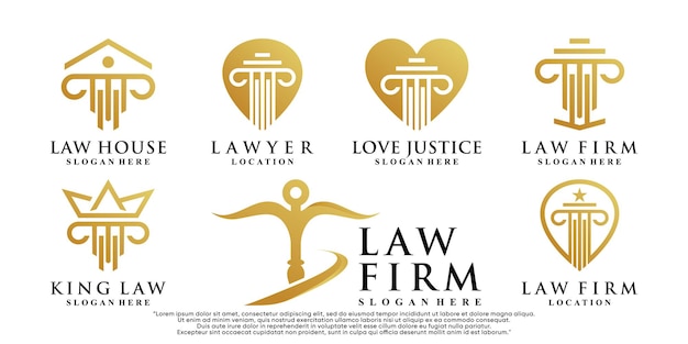 Set of law firm logo design inspiration with creative modern concept Premium Vector