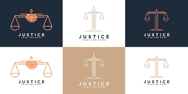 Set of law of justice logo design with creative concept