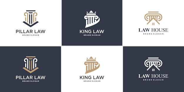 Set of Law logo element with unique style Premium Vector