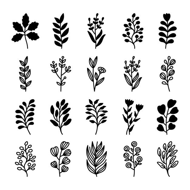 Set of leaves illustration vector