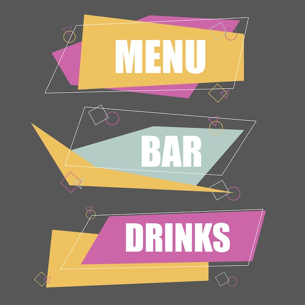 Set of lements - banner for bar menu design template. Vector illustration