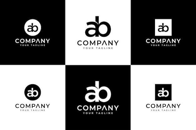 Set of letter ab logo creative design for all uses