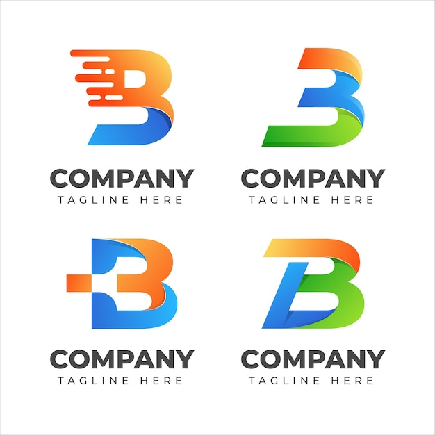 Set of letter b logo collection with colorful concept for company