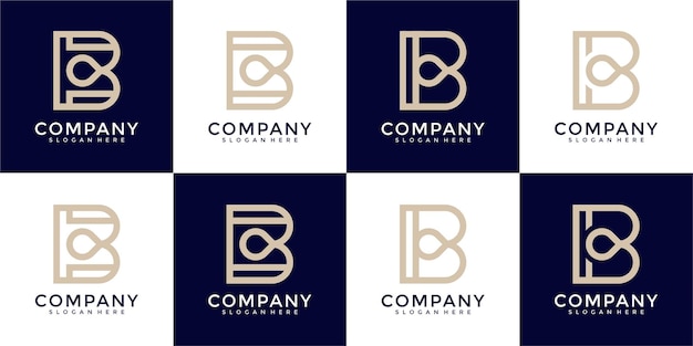 Set of letter b monogram logo design template