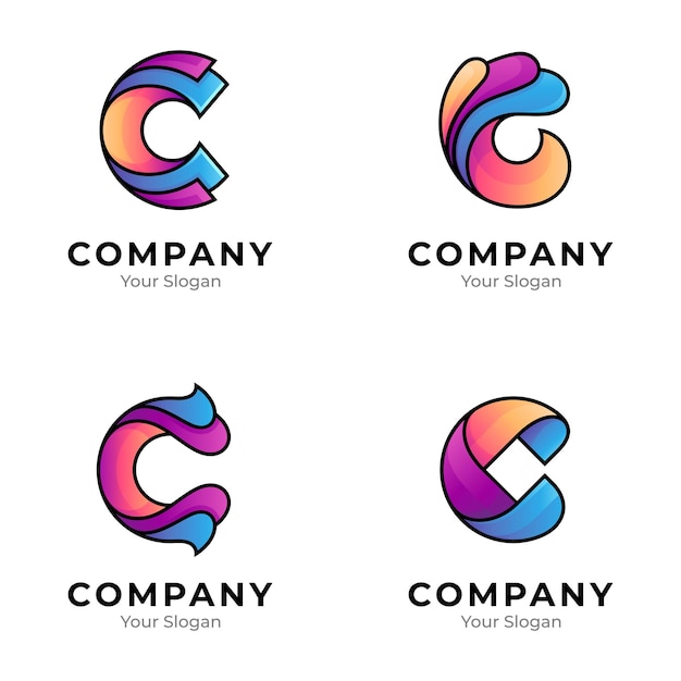 A set of letter C logo collections with a variety of shapes