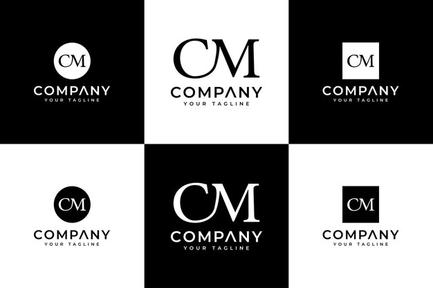 Vector set of letter cm logo creative design for all uses