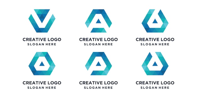 Set of letter design logo templates and business card designs