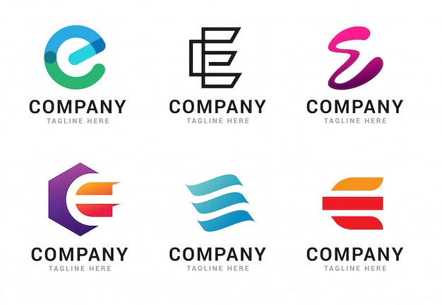 Set of letter E logo icons template elements