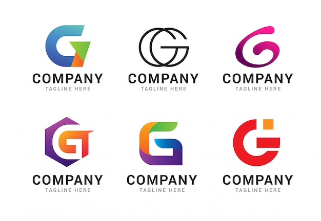 Set of letter G logo icons template elements