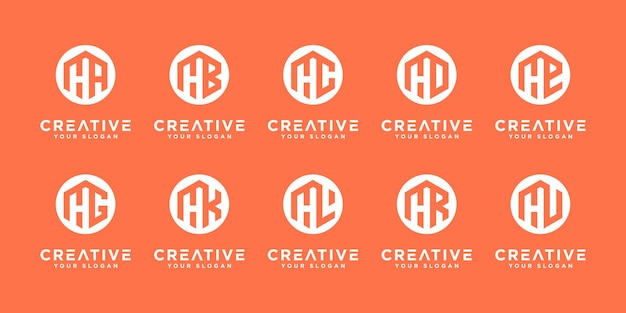 Set of letter h and etc logo collection with creative concept