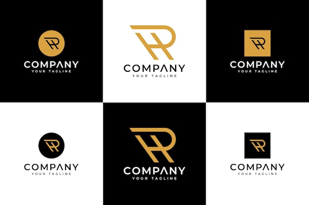 Set of letter hr logo creative design for all uses