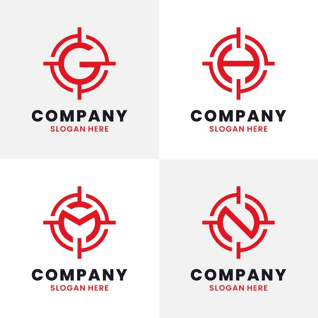 Set of Letter Initial Target Logo Template Design Vector illustration