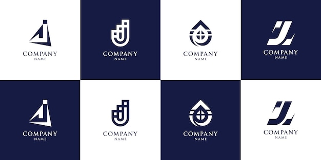 Set of letter j logo templates with creative concept