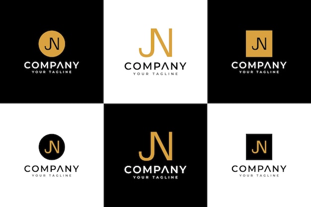 Set of letter jn logo creative design for all uses