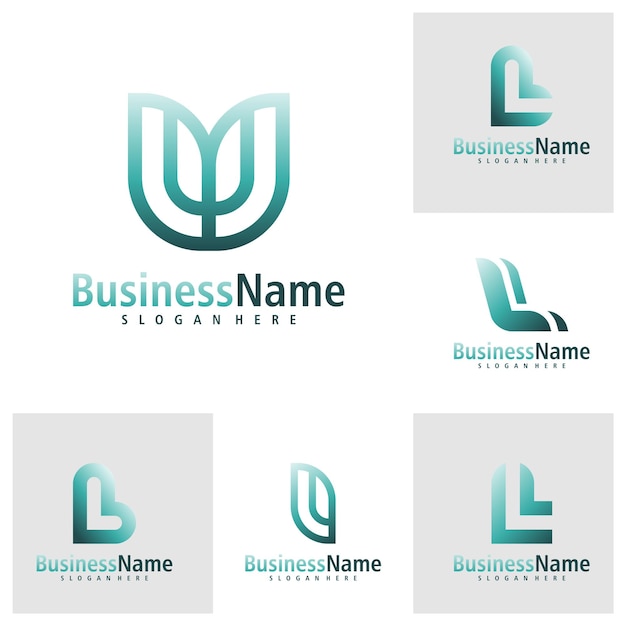 Set of Letter L logo design vector Creative Initial L logo concepts template