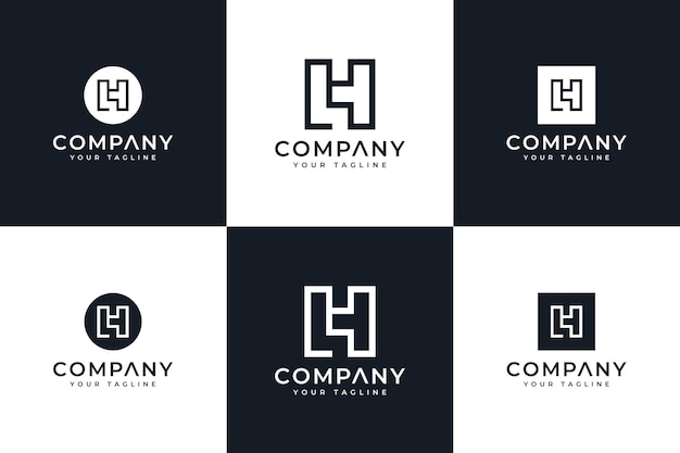 Set of letter lh logo creative design for all uses