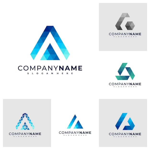 Set of Letter A logo design vector Creative A logo concepts template illustration