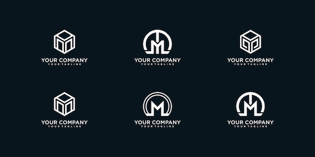 Set of letter m logo design for business, premium vektor