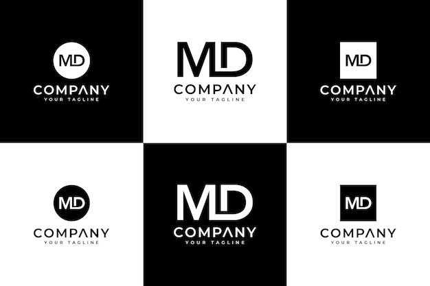 Set of letter md logo creative design for all uses