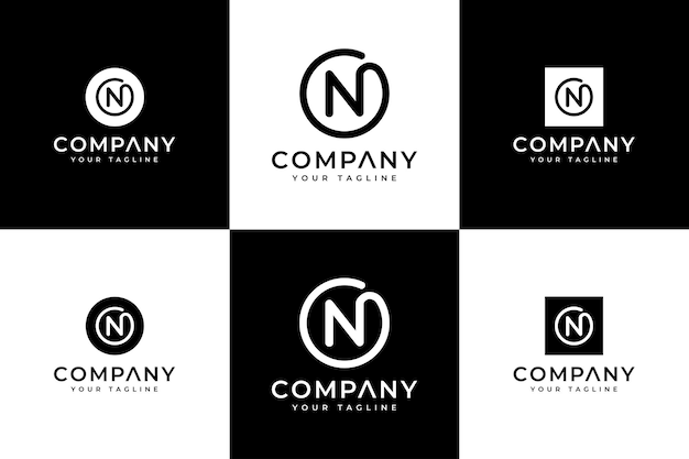 Set of letter n circle logo creative design for all uses