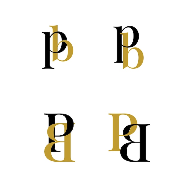 Set Letter PB BP logo monogram typhography initial