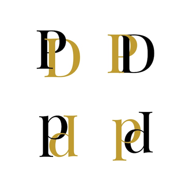 Set Letter PD DP logo monogram typhography initial